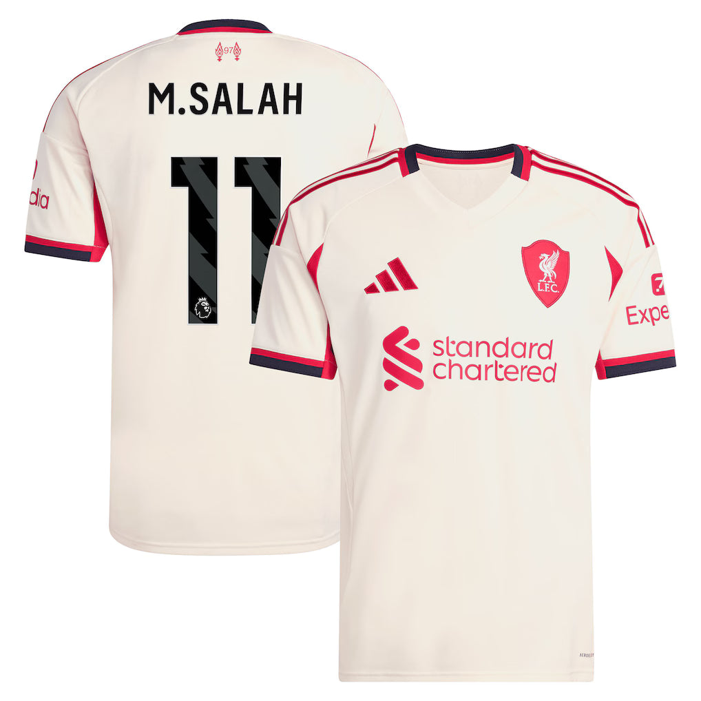Mohamed Salah Liverpool 2025/26 Away Replica Player Shirt - White